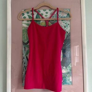 Hot Pink Y back tank top